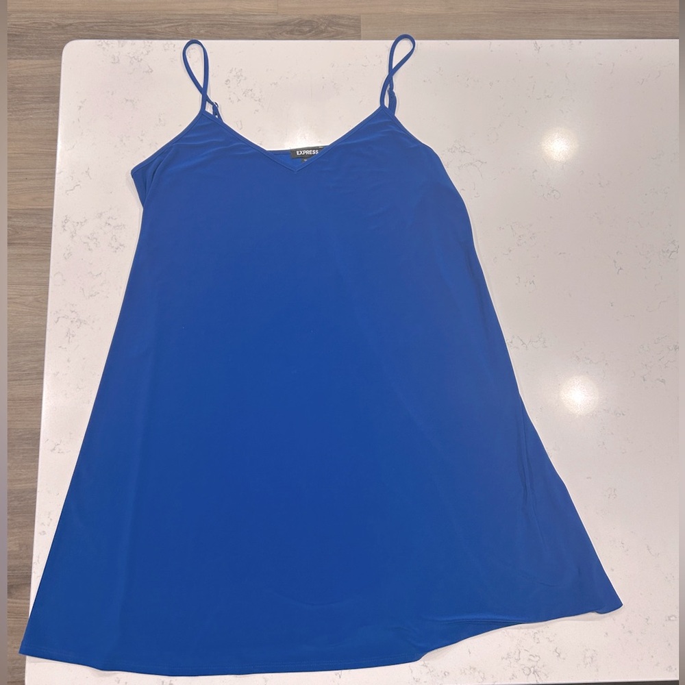 Express Women’s Blue Loose Mini Dress With Adjustable Straps